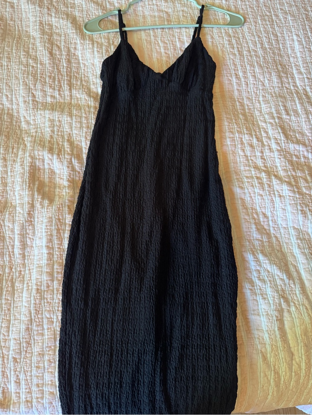 Forever 21 Black Textured Maxi Slip Dress